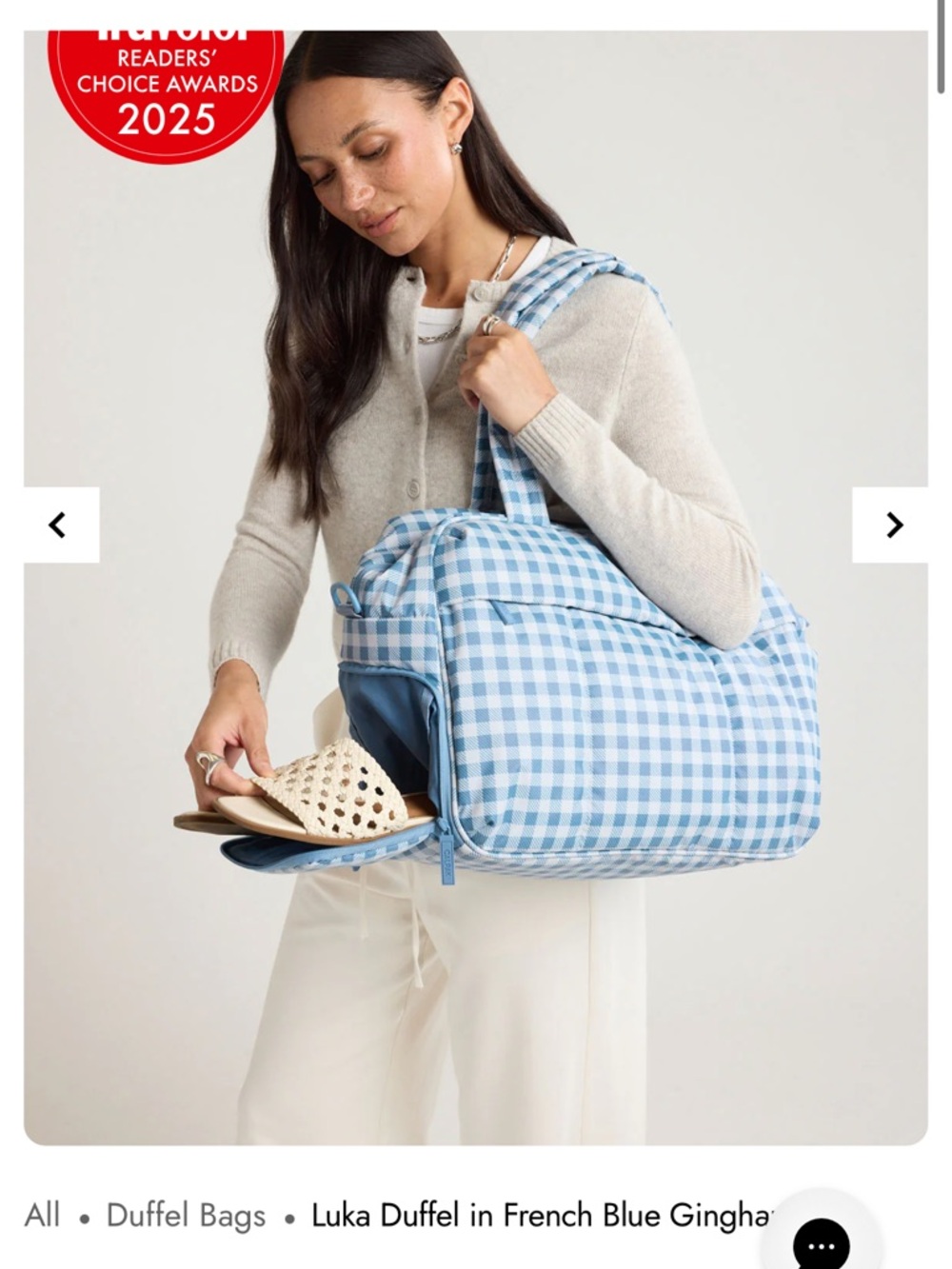 CALPAK Luka Duffel French Blue Gingham - Picture 5 of 5